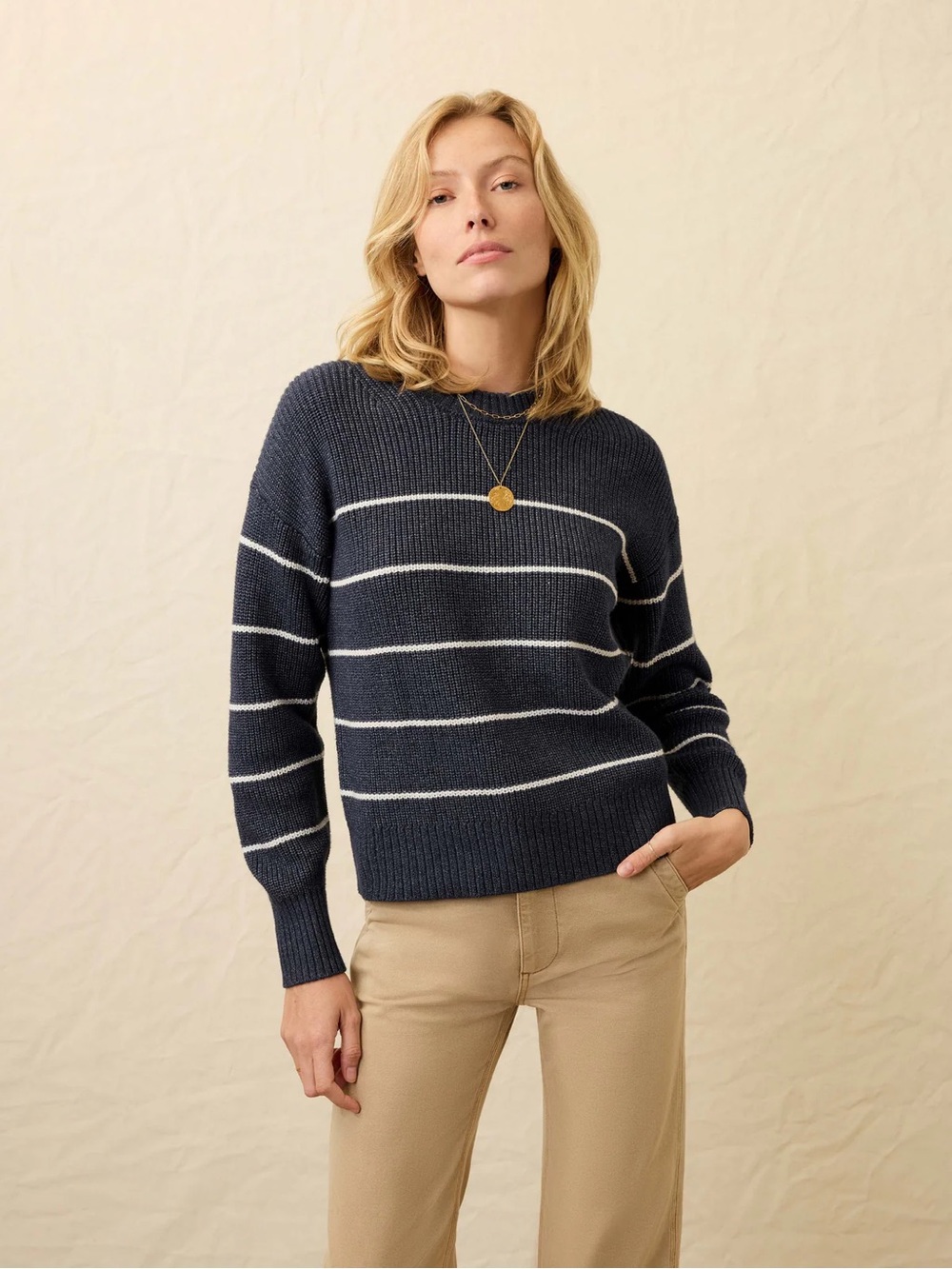 Faherty Sunwashed Fisherman Sweater - Water Mill Stripe